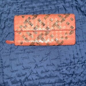 Bottega Veneta intrecciato long flap wallet